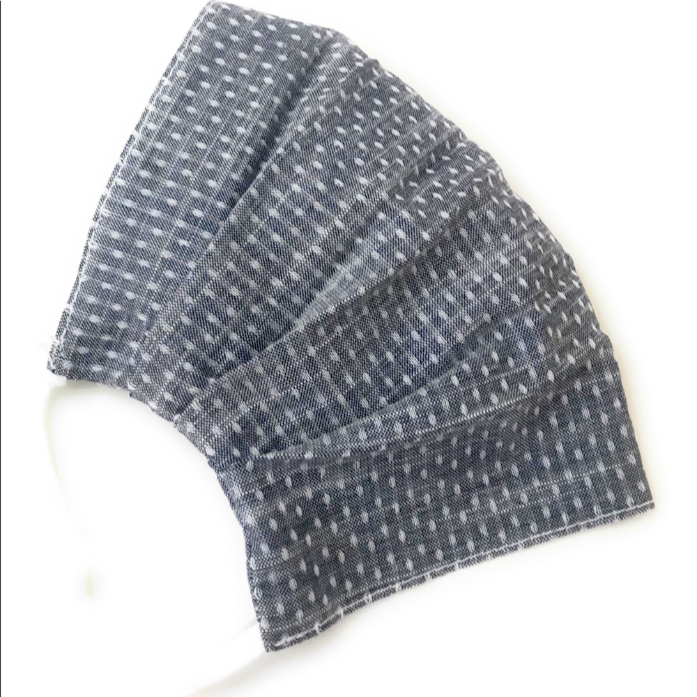 Cotton Chambray Denim pleated reusable face mask